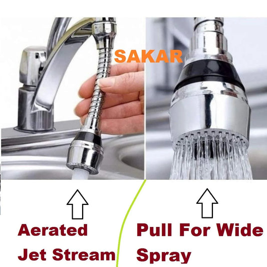 11298 Steel Turbo Flex 360 Flexible 6 Faucet Sprayer Extension Jet Stream/Water Saving Faucet (Silver)