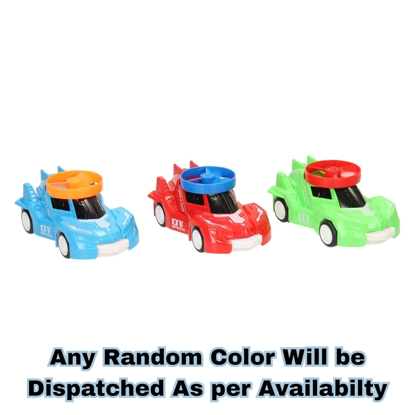 987B-28 Speed Friction Powered Rotary Gyro Car with Flying Disc Shooter – Pull Back & Launch Toy Car for Kids