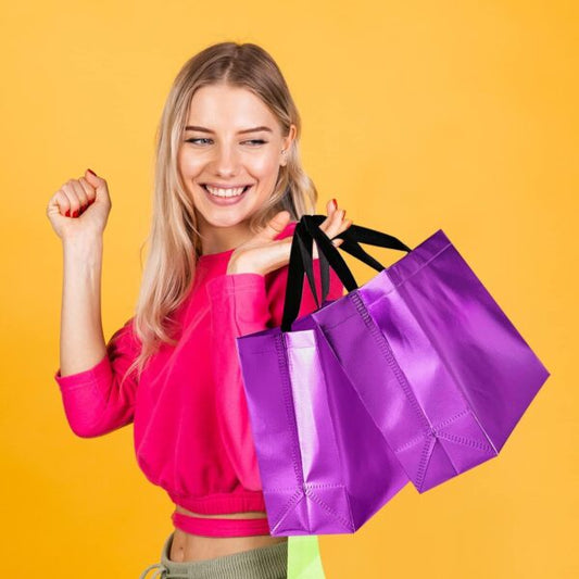 11102 Glossy Metallic Laminated Non-Woven Reusable Eco-Friendly Party Return Gift Bags {Pink}