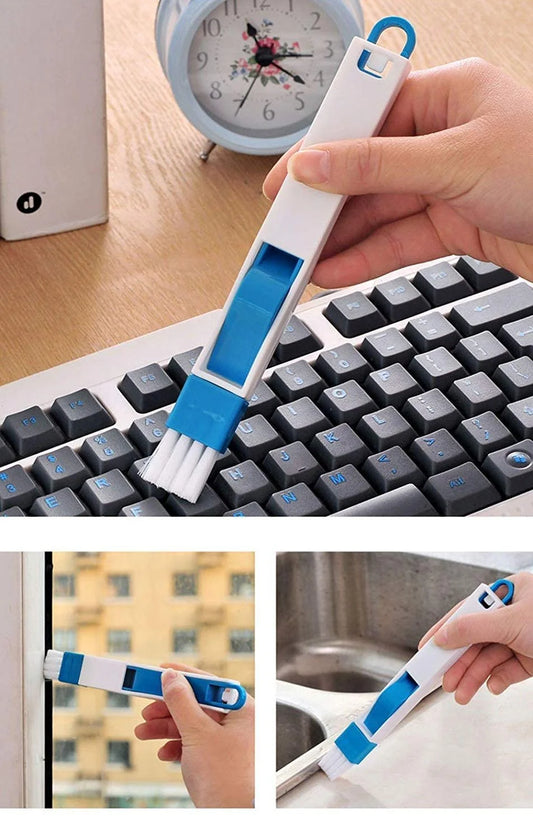 10186 – (12 Pcs) 2-in-1 Multi-Function Window Slot Brush with Dustpan Screen Keyboard Drawer Wardrobe Corner Gap Dust Removal Cleaning Brush (7.7×0.8 inch)