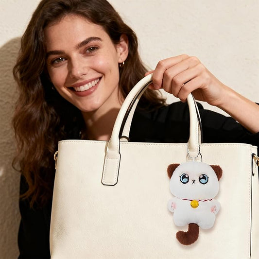 0228 Soft Toy Keychain, Cartoon Bell Cat Design Adorable Bag Charms for Handbags, Backpacks