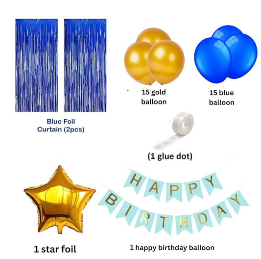 20353 Happy Birthday Party Decorations for men 35pcs with HAPPY BIRTHDAY Foil Curtains Balloons with Star Foil for Boys