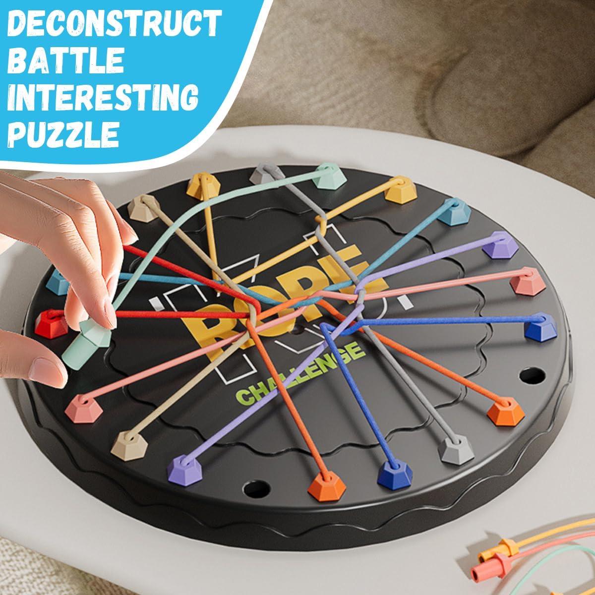 20354 Rope Puzzle Challenge Game for Kids & Adults | Brain Teaser Logic Board Toy | Rubber Band Puzzle | Focus & Problem Solving Game | Educational Toy for Home & Travel