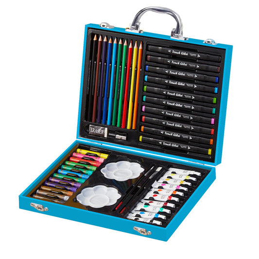 20475   53Pcs Astronaut Print Children Deluxe Art Drawing Set Art and Craftmini Suitcase, Drawing and Painting Set Best for Birthday Gift for Boys Girls Children