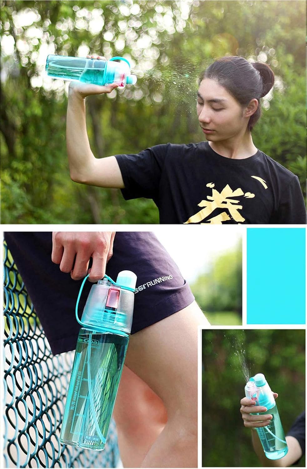 8520 2-in-1 Mist & Drink Water Bottle, 600ml Sports Spray Bottle with Straw, Leak-Proof, BPA-Free, Dishwasher Safe, Durable Sipper for Gym, Cycling, Outdoors, Cool Summer Hydration (RANDOM COLOUR)