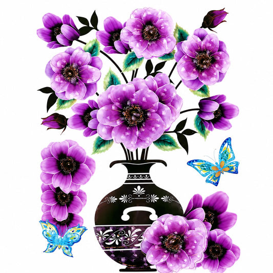 DX001-024 3D PVC Floral Wall Stickers | Peel & Stick Wall Decals for Living Room, Bedroom, Fridge, Almirah & Home Decor small size -33*19cm