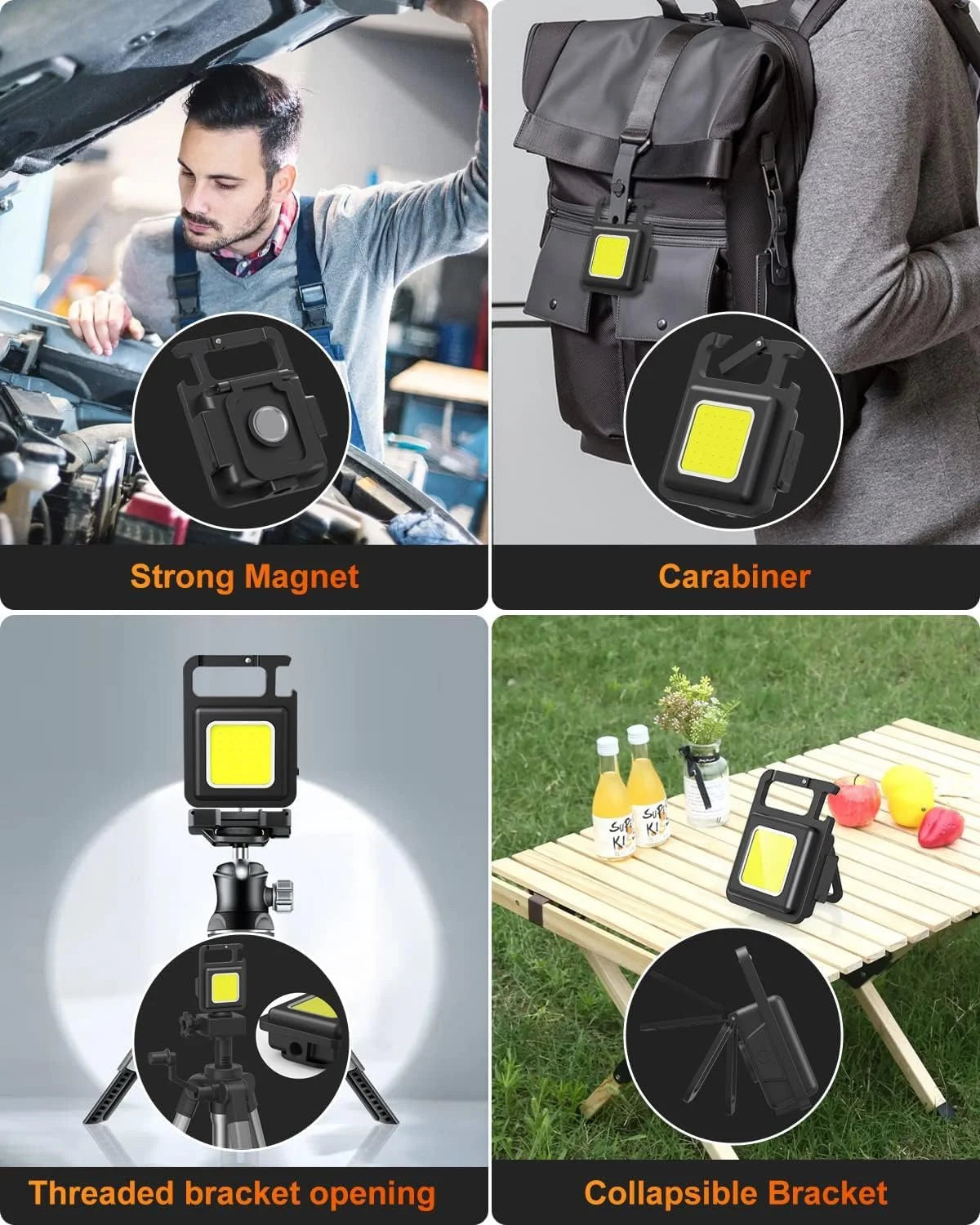 20024 Rechargeable LED Keychain Light, USB Charging, Black