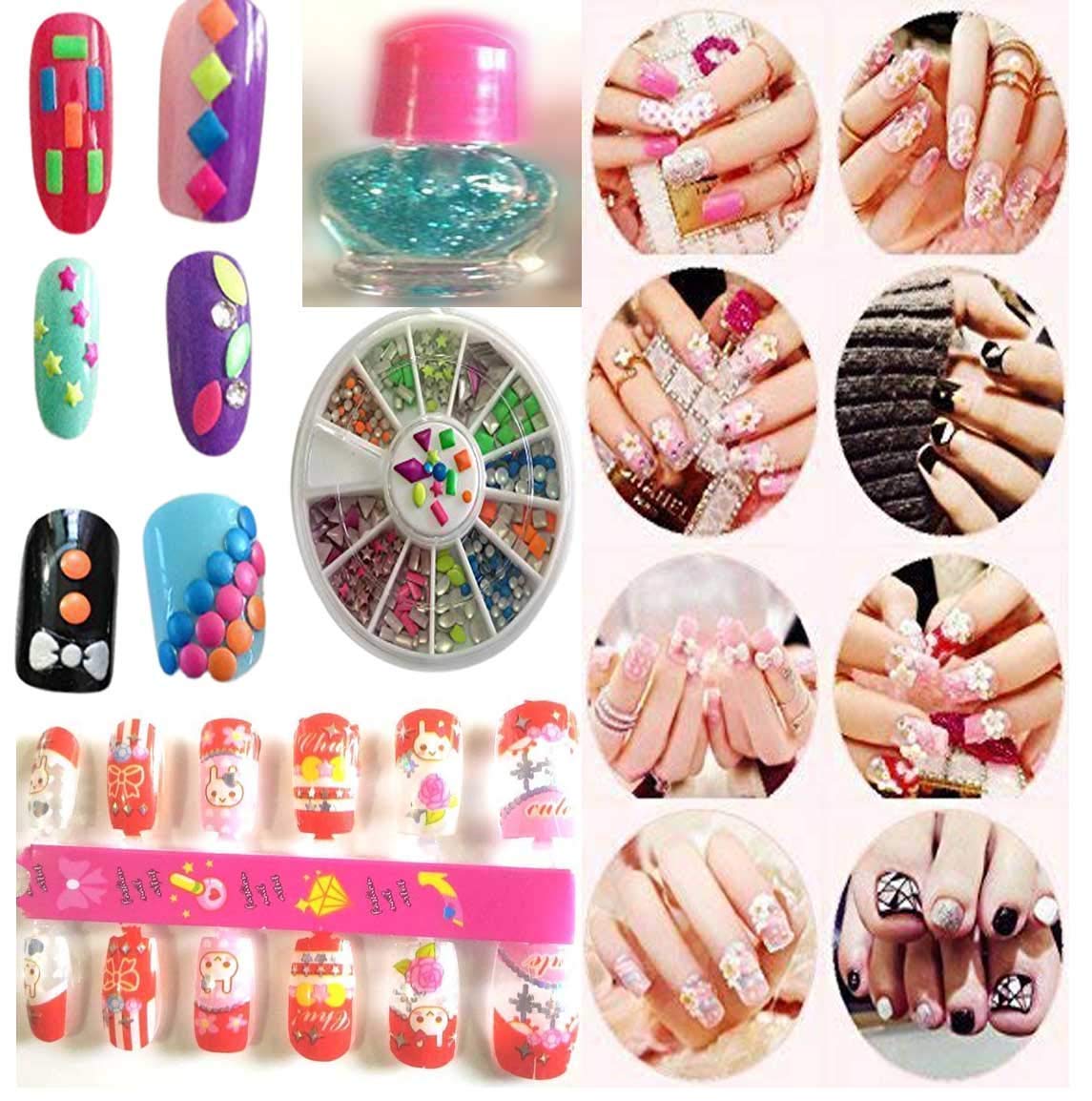 A228 Designer Nail Art Kits with Artificial Nails for Kids Baby/Girls Set Different Colored Attractive Nail Art for Girl's Multicolor