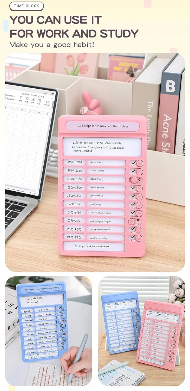 618 Habit Tracker Daily Planner Board for Kids & Adults | Reusable To-Do List Chore Chart with 15 Detachable Cards, Weekly Record & Motivation Paper