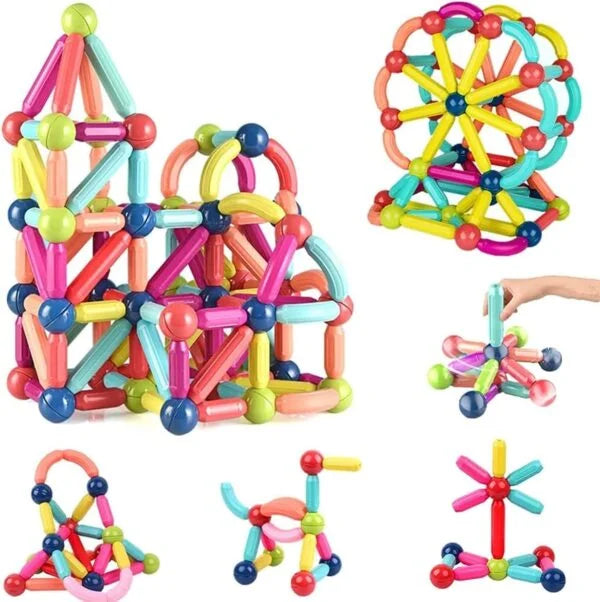 11184 {36 Pcs} Magnetic Toy Set,Magnetic Balls and Rods Building Blocks Set,Magnet Building Sticks Set,Vibrant Colors,Magnetic Stick Stacking,Stacking Toys for Boys and Girls