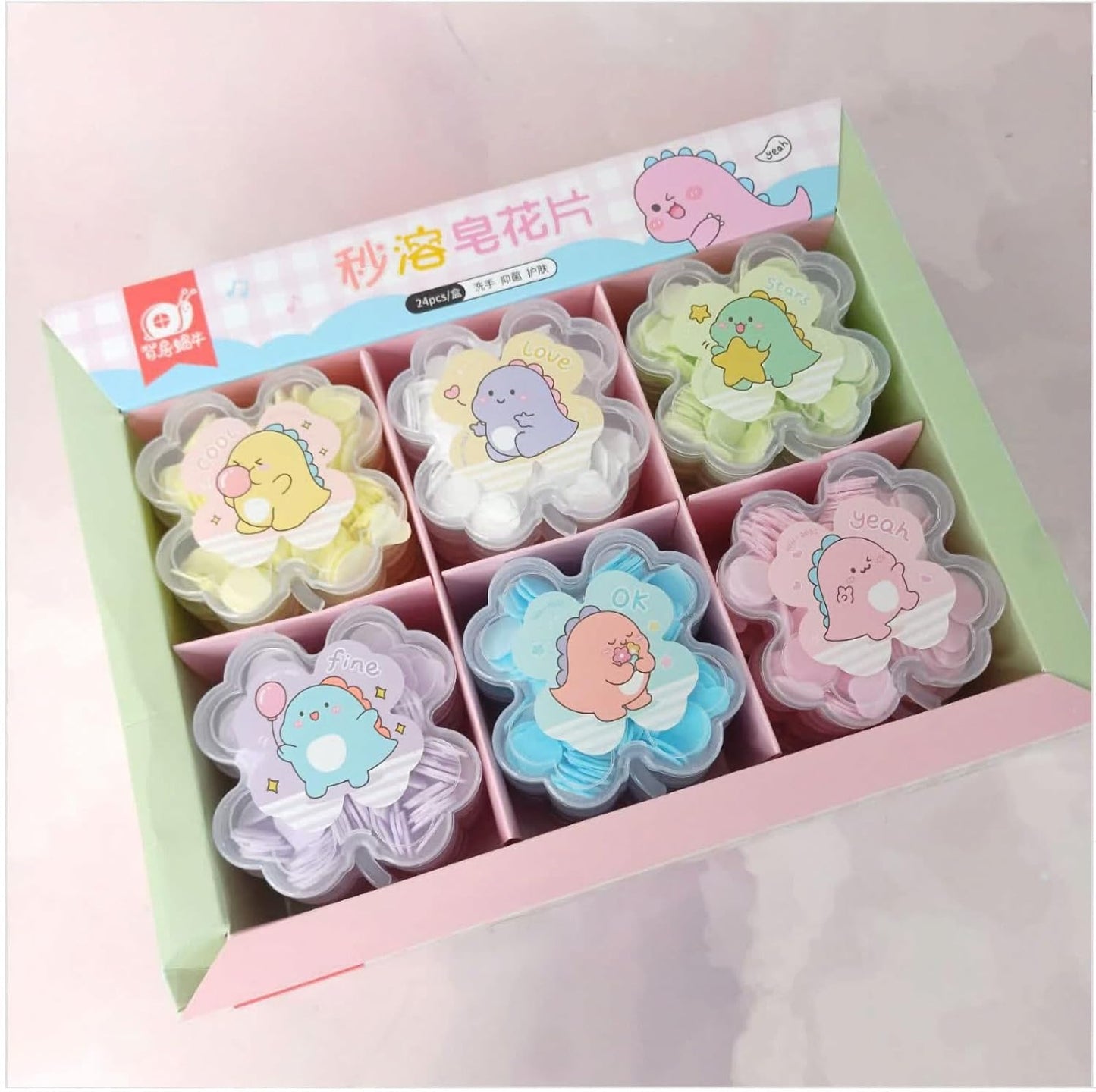 8005 Kids Travel Paper Soap, Flower-Shaped Container, Paper Soap Disposable Mini Soap Bottle, Scented Soap Bath Sheets Flakes Portable Flower Tube Petals