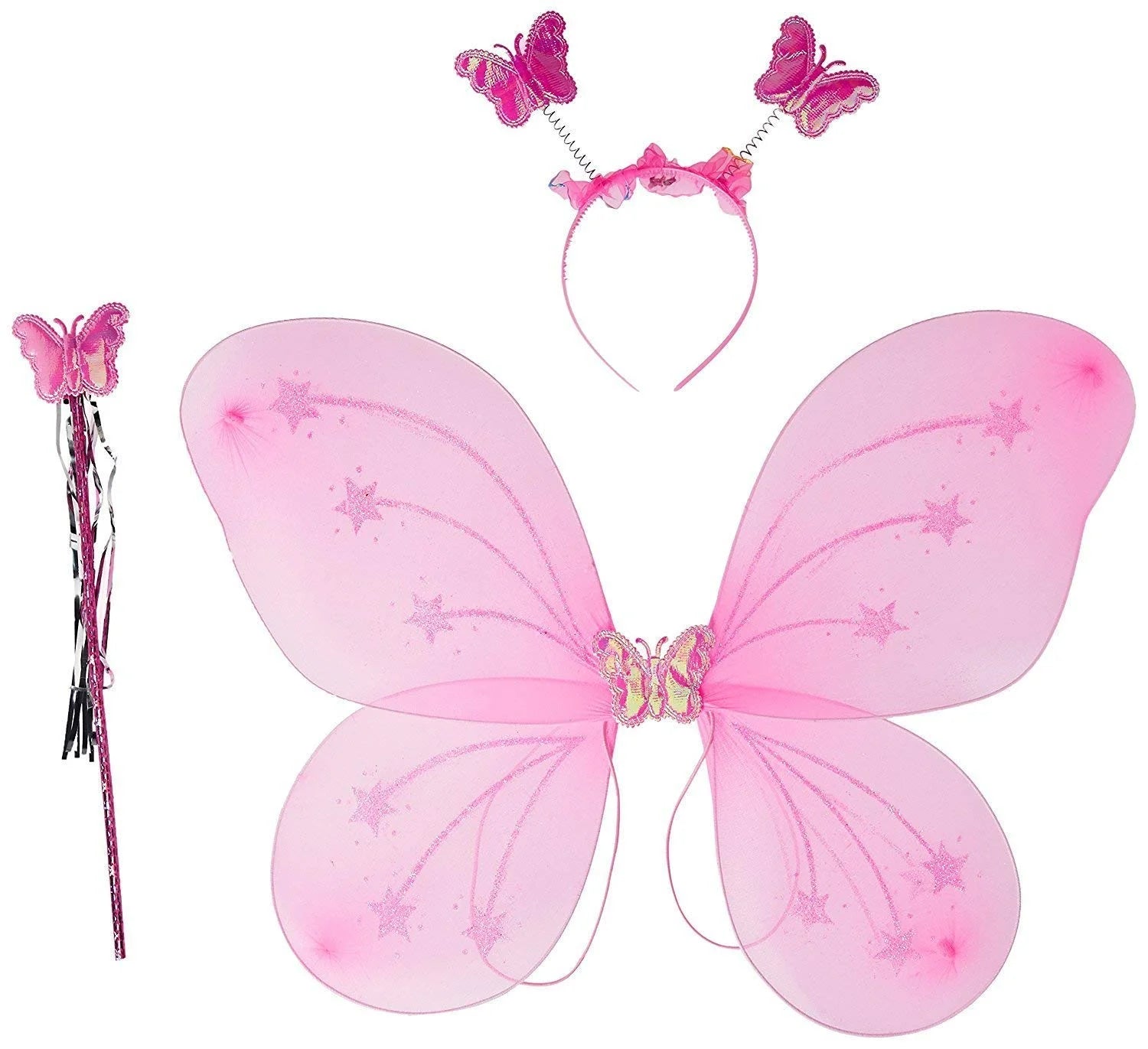 4065 Set of 3 Butterfly Wing, Butterfly Wand & Hair Band