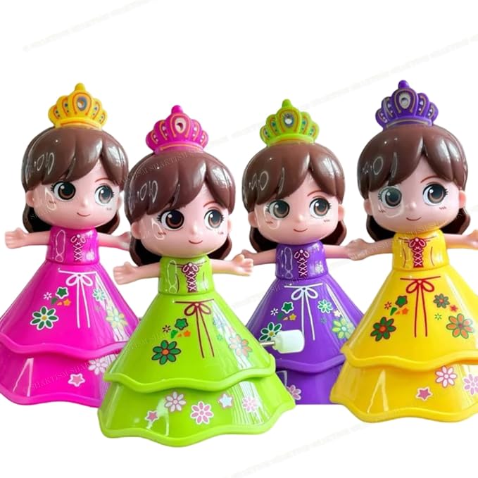21025 Little Princess Wind-Up Spinning Doll Set, Educational Baby Toy with 4 Colourful Dolls, 6+ Months (Multicolour)
