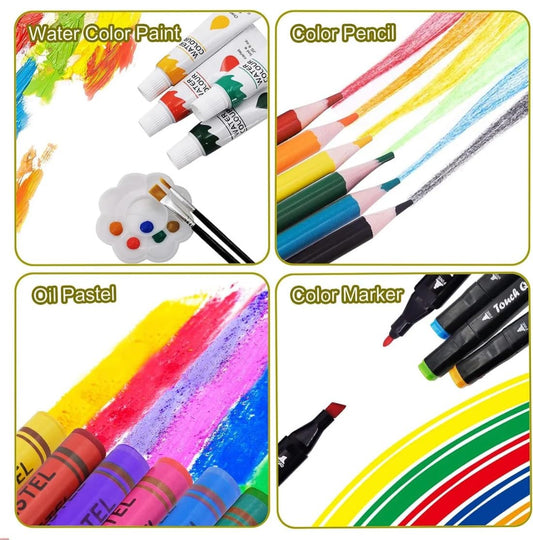 20475   53Pcs Astronaut Print Children Deluxe Art Drawing Set Art and Craftmini Suitcase, Drawing and Painting Set Best for Birthday Gift for Boys Girls Children