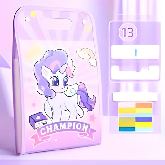 20473 Unicorn Theme 13-Fold Expanding File Folder – Cute Pastel Unicorn Document Organizer with 13 Pockets, Button Lock and Handle for School, Office, Homework, Art Papers & Kids Stationery