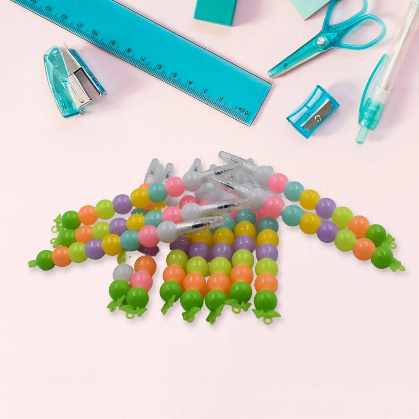 T2625 {12 Pcs} Stylish Pearls Pen Plastic Moti Non- ening Design Pen Multicolor Pearls Moti Pen