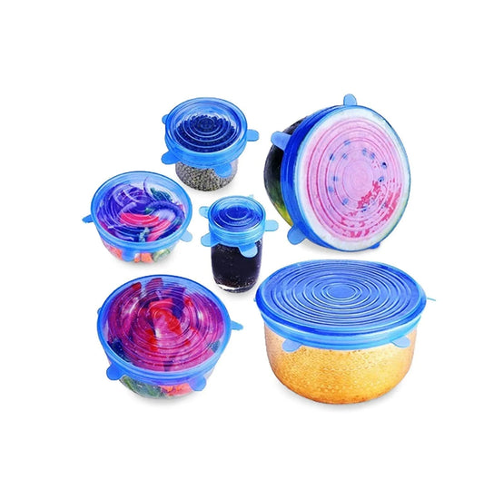 7043 Silicone Stretch Lids, Multi Size Reusable Silicone Lids Food and Bowl Covers set of 6 pcs