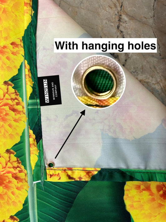 PJD-334 Banana Leaf Design Backdrop Decoration Pooja Cloth (5 * 8 FT) (Banana 6)
