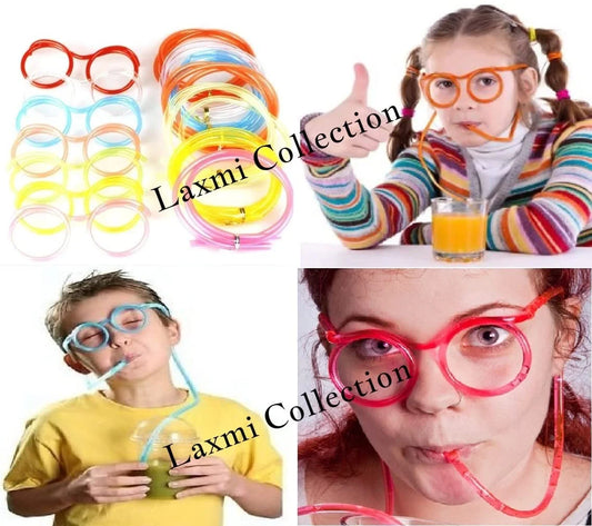 10515 Funny Crazy Goggle Shape Drinking Eye Glasses Silly Straws for Kids {Multicolor}