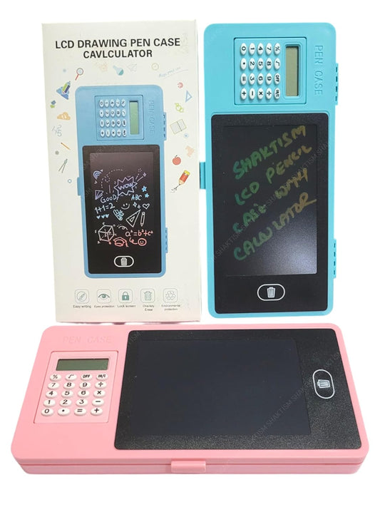 BB210 LCD Writing Tablet Pencil Box, Drawing Board Case with Erase Button, Magic Storage for Stationery, Random Colour (LCD Pencil Case with Calculator)
