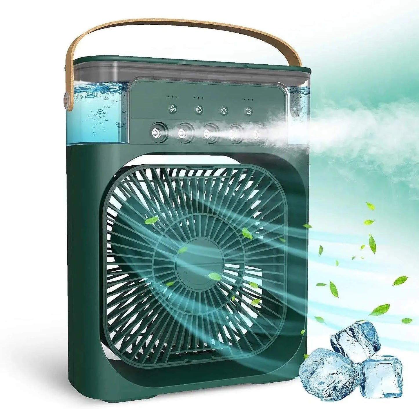 4766 Portable USB Air Cooler Fan with Ice Chamber, 4-in-1 Mini AC, Humidifier & LED Light – for Home, Office, Travel