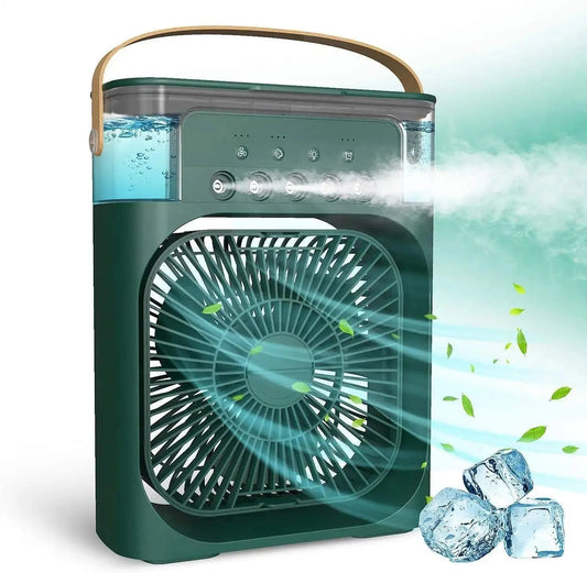 4766 Portable USB Air Cooler Fan with Ice Chamber, 4-in-1 Mini AC, Humidifier & LED Light – for Home, Office, Travel