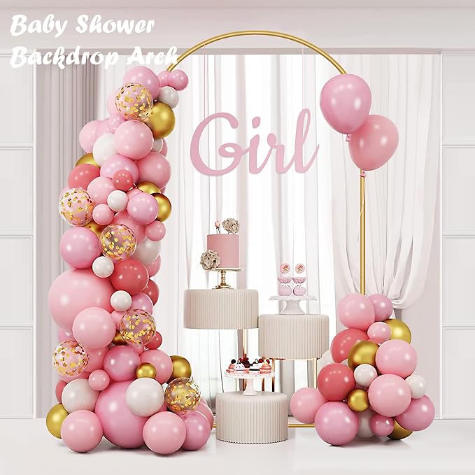 21081   Metal Arch Backdrop Stand Gold Wedding Balloon Frame Pergola Arbor 4ft.