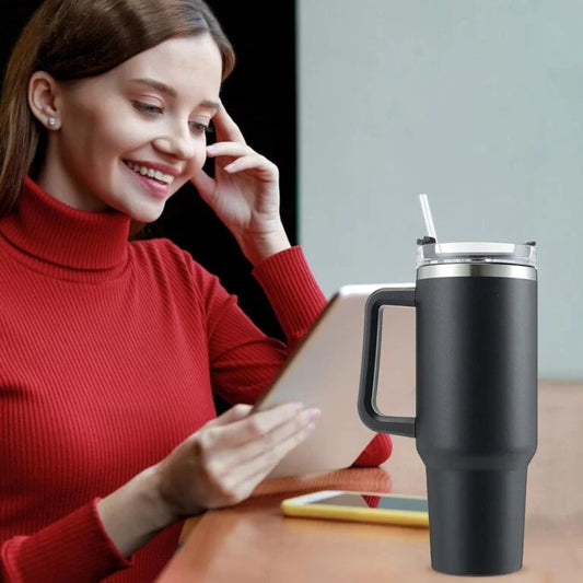 10315 Tumbler Mug with Handle, Stanley Cup with Straw and Handle, Stainless Steel Coffee Mug with Lid Coffee Mug, Insulated Water Bottle for Hot Iced Drink (1200ml)