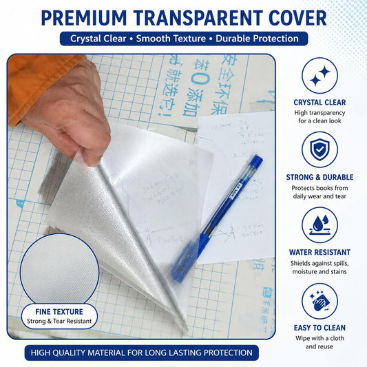 20854  {10 Pcs} Transparent Paper Sticker Book Covers. Waterproof transparent book cover