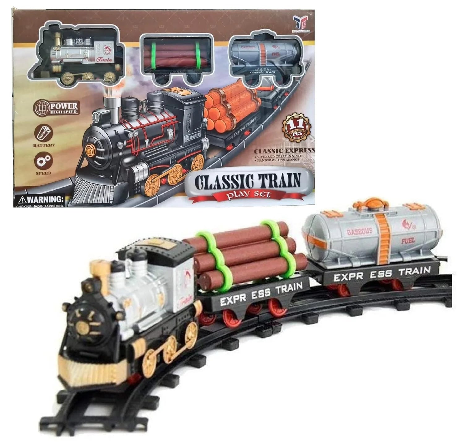 233A-2 Toy Train Set Battery Operated, Sound, And Lights