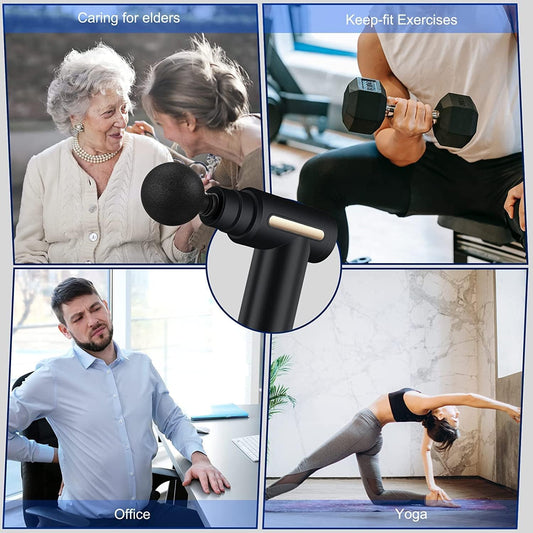 MG-203 Mini Rechargeable Vibration Massage Gun Wireless Muscle Relaxation Professional Fitness Portable Electric Fascia Gun 6 speed {Random Color}