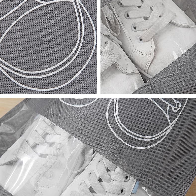 20589 Travel Shoe Bag Non Woven Drawstring Shoes Storage Bag Convenient Dust Cover Grey