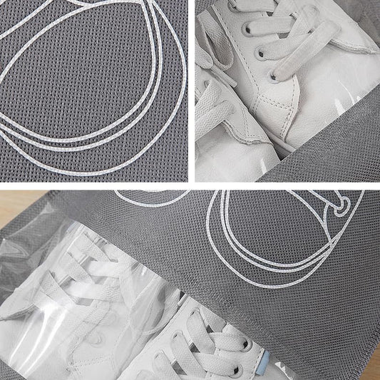 20589 Travel Shoe Bag Non Woven Drawstring Shoes Storage Bag Convenient Dust Cover Grey