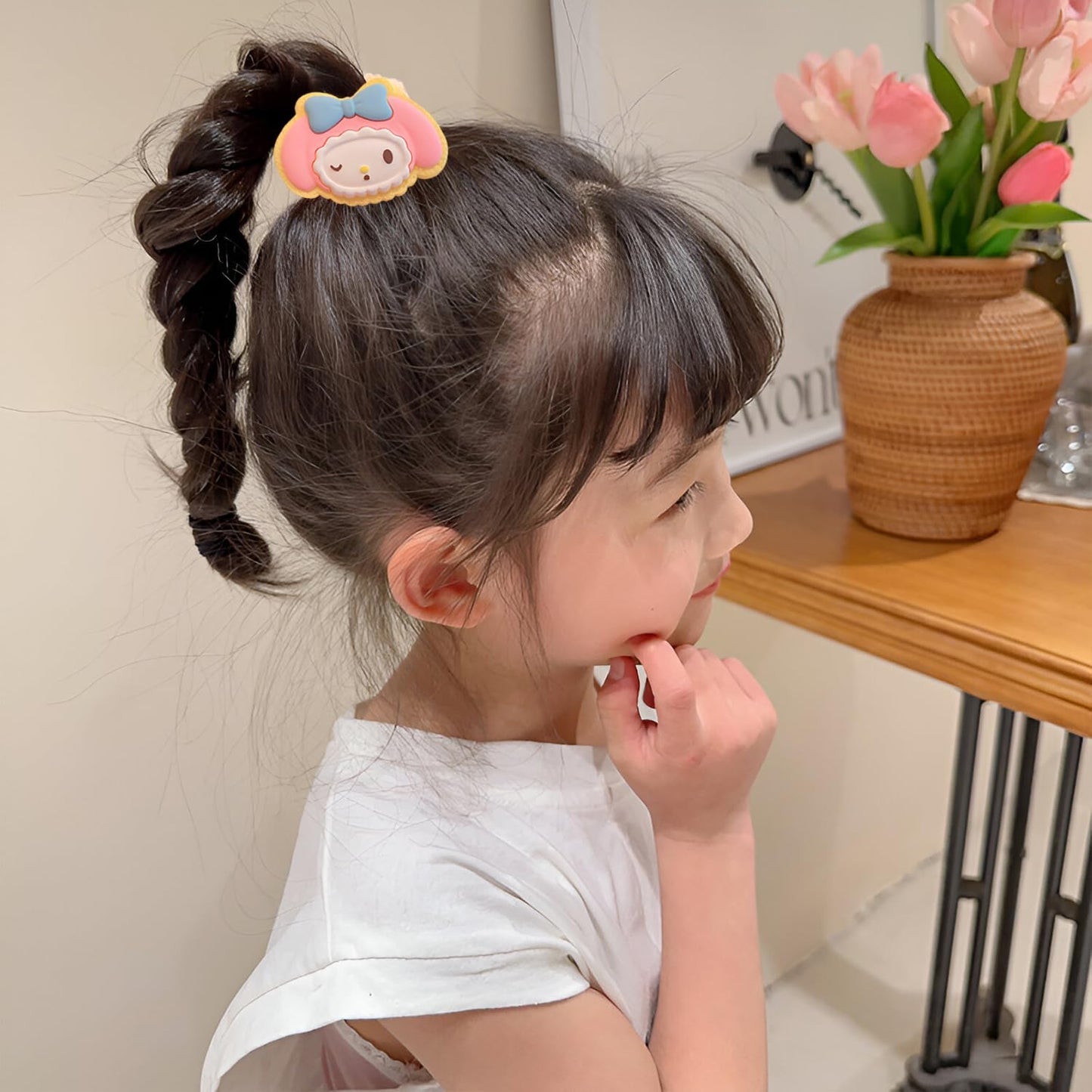20164 Pack of 5 Hair Tie Rope Set for Girls, Cute Strawberry Bear and Star Dai Bowel Rubber Band Style Hair Accessories (Multicolor)