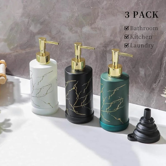 11134 Stylish Glass Round Shape Design Handwash Liquid Soap Shampoo Liquid Shower Gel Dispenser for Home & Kitchen {Multicolour}