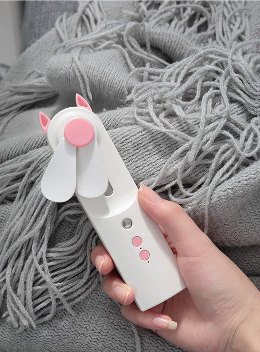 F-02 Portable 2 IN 1 Water Spray Mist Fan Electric Usb Rechargeable Handheld Mini Fan Cooling Air Conditioner Humidifier For Outdoor