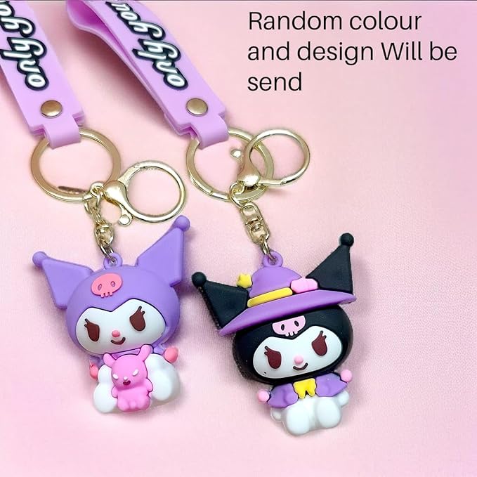 20579 Cute 3D Rubber PVC Cartoon Keychain With Strap Charm & Metal Hook | Cute Anime Inspired Bag Charm Collectible Gift