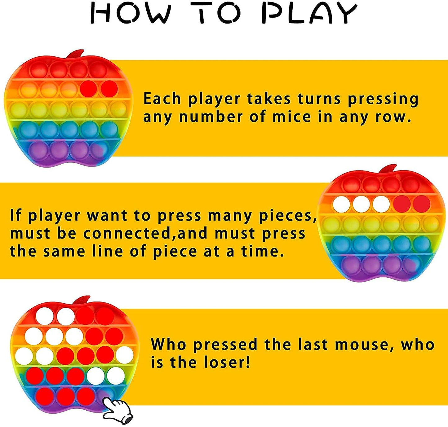 10361 (3 Pcs) Rainbow Pop IT Fidget Toys, Poppet Bubble Popping Sensory Toy for Kids Random Shap