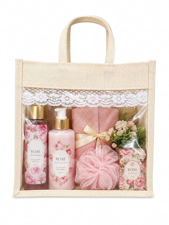 21363 Natural Jute Tote Bag with Transparent PVC Window, Gift Hamper Packaging for Cosmetics, Dry Fruits and Wedding Favours