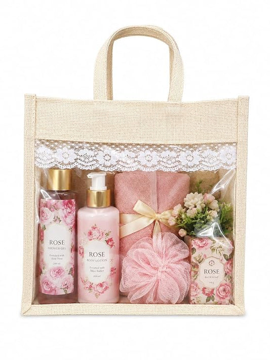 21363 Natural Jute Tote Bag with Transparent PVC Window, Gift Hamper Packaging for Cosmetics, Dry Fruits and Wedding Favours