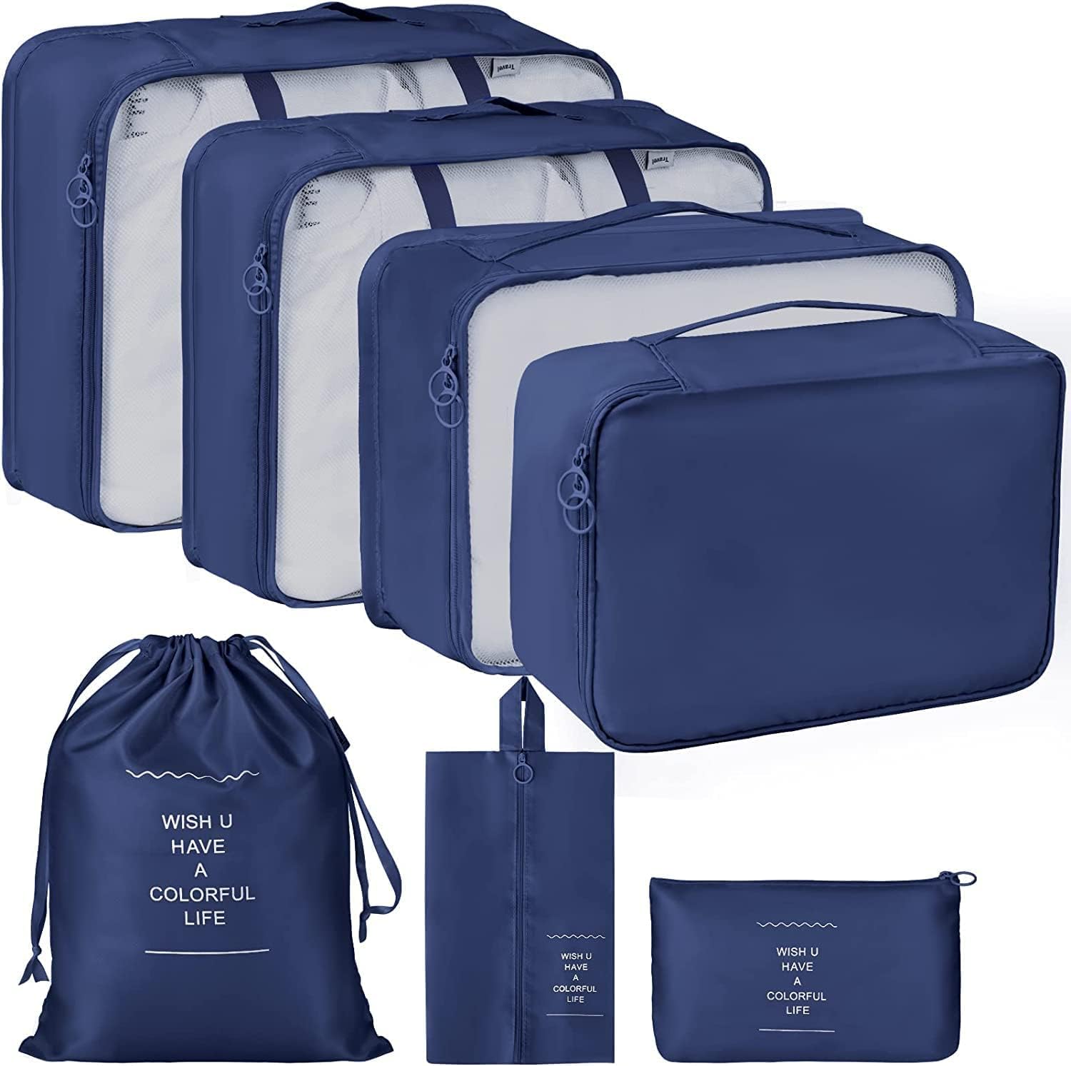 21029 (Set of 7) Packing Cubes for Travel Carry On Luggage, Lightweight Travel Storage Bags for Clothes, Large Luggage Organizers Packing Cubes Set for Travel Bag Suitcase