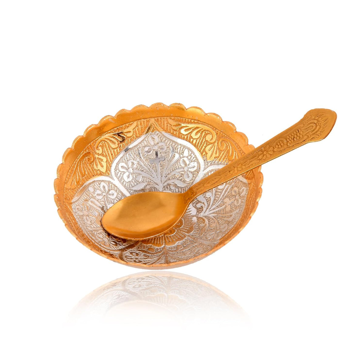 21356 Aluminum Floral Bowl Set with Spoon - 1 Bowl, 1 Spoon