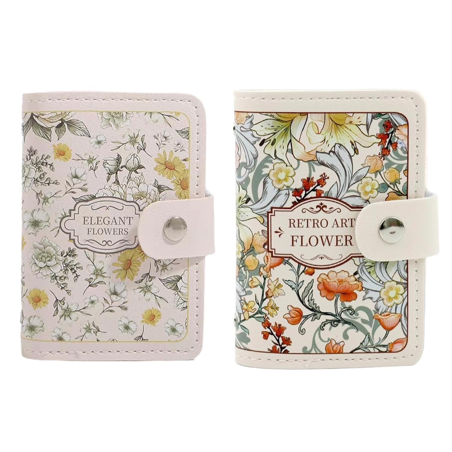 20202 Card Holder Wallet for Women, Floral Oil Painting Style Card Wallets, PVC Waterproof Slim Random Design