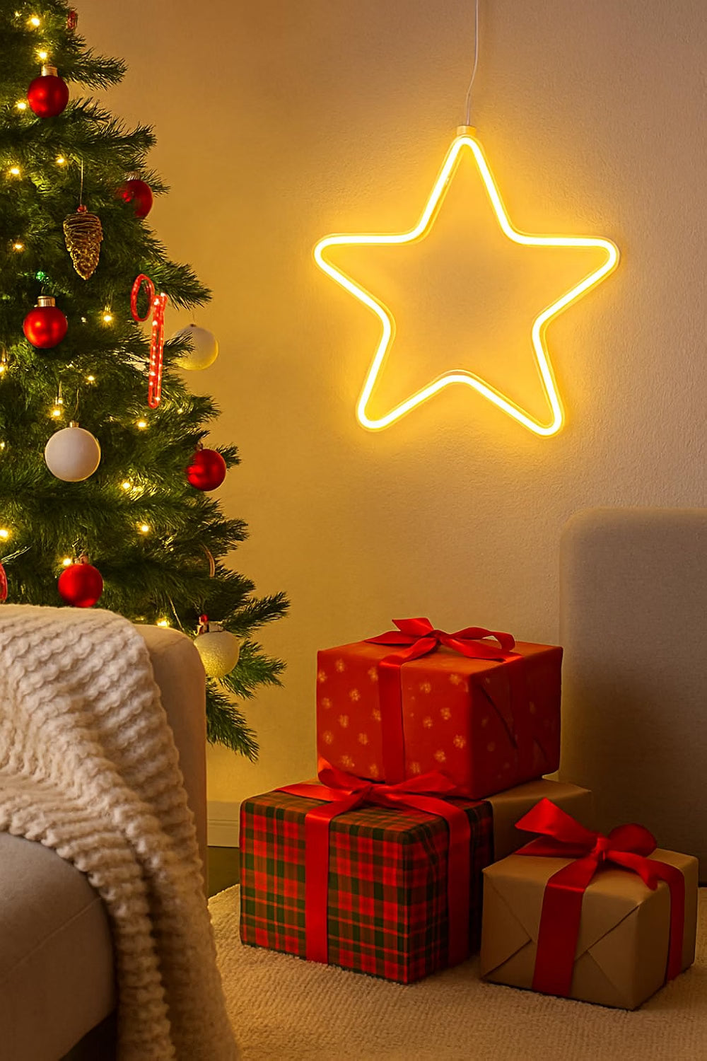 21211 Warm White Star Neon Light LED Wall Lamp_