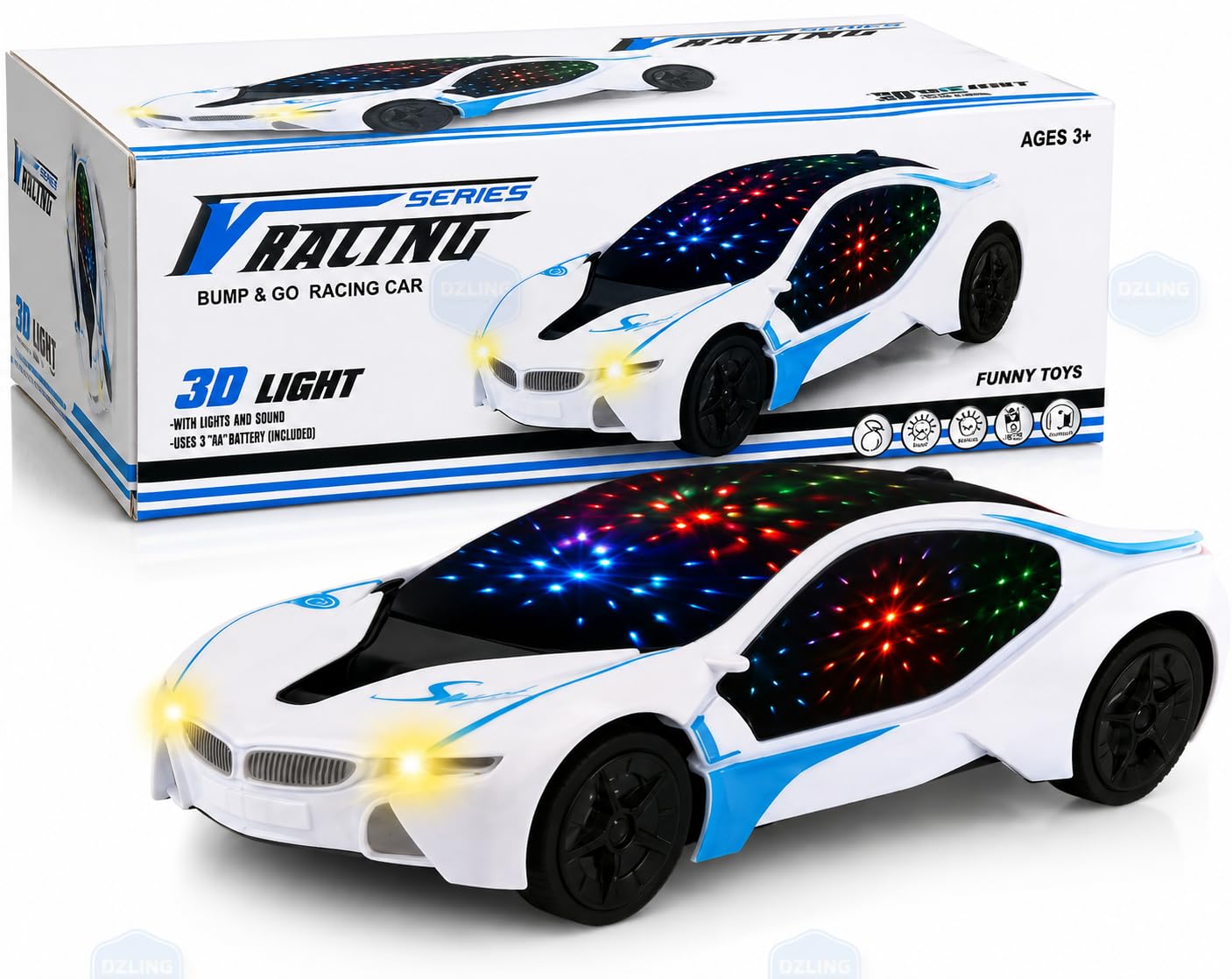 ZX178 V-Racing Bump and Go Racing Car 3D Light and Sound