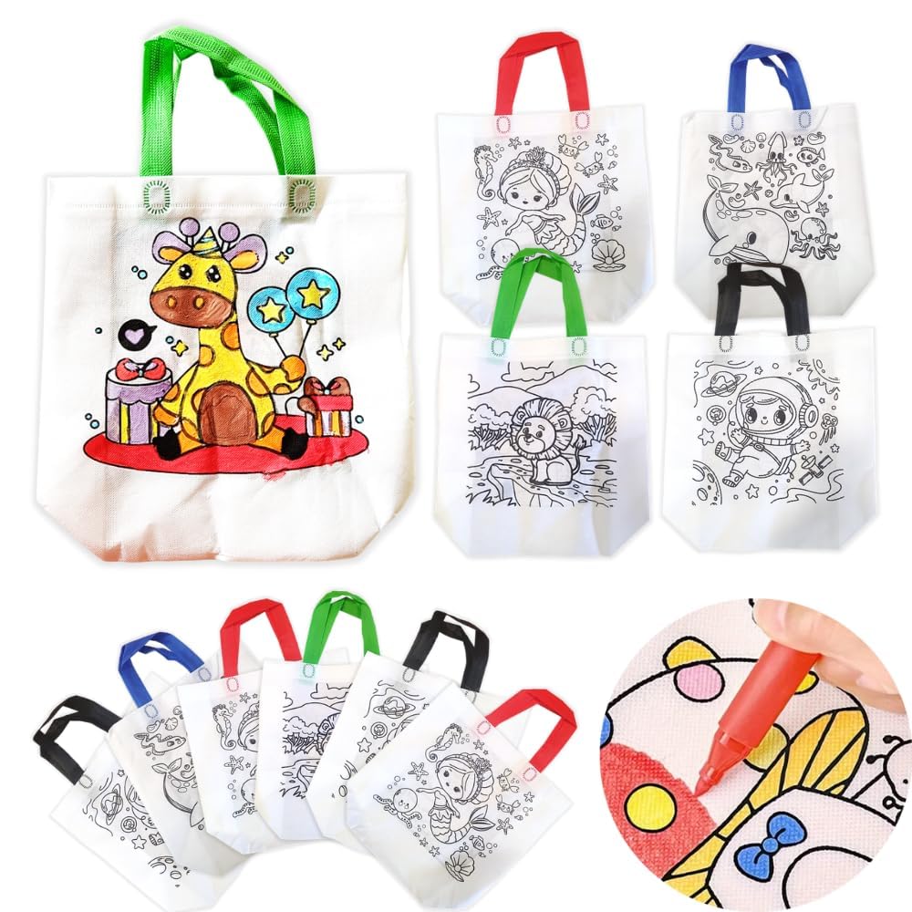 20509 DIY Coloring Bags/Party Return Gift For Kids/Party Favor/Candy Treat/Return Gift Goody Bag For Birthdays,Baby Shower,Kids Parties,DIY