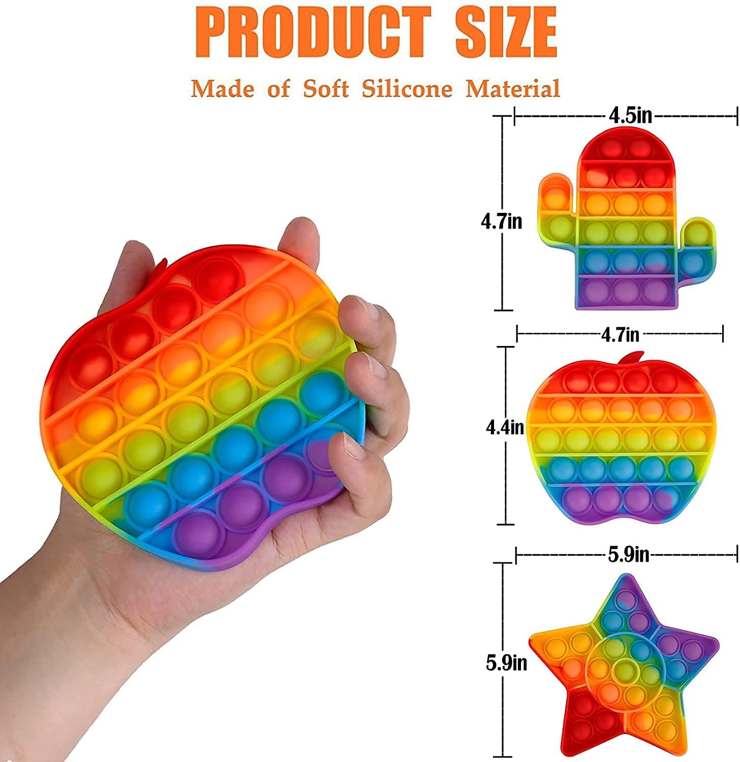 10361 (3 Pcs) Rainbow Pop IT Fidget Toys, Poppet Bubble Popping Sensory Toy for Kids Random Shap