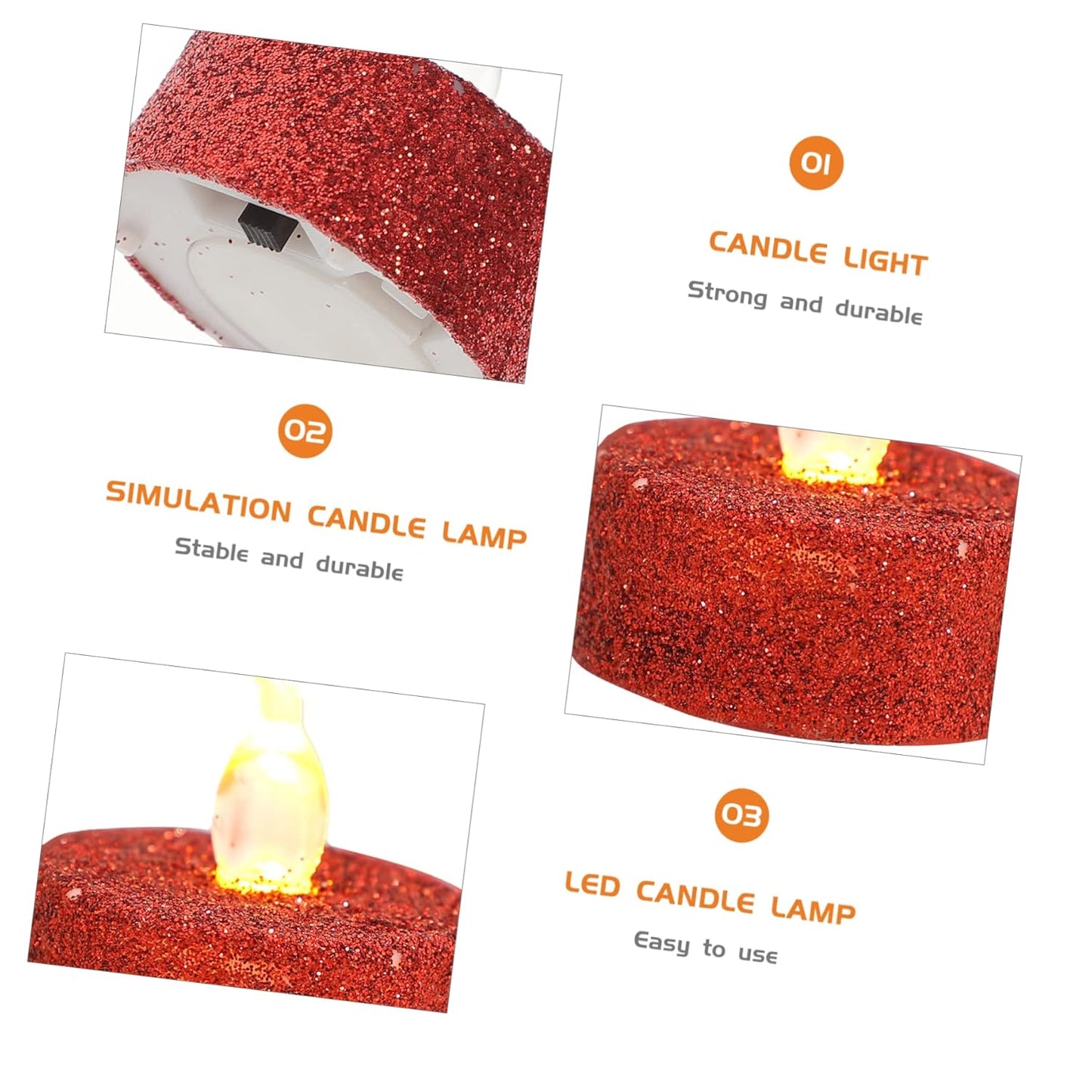 11161 Flameless LED Tea Lights Candles, Battery Operated LED Tea Lights, Gold Glitter Flickering Fake LED Tea Lights, Small Electric Fake Tea Candle Realistics for Wedding Centerpieces