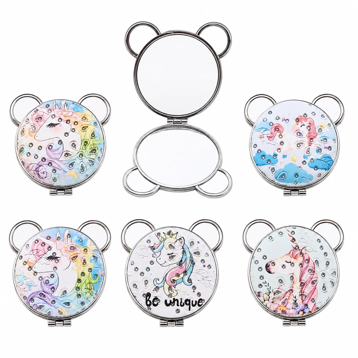 CKMR630 Small Mirror for Women, Decorative Crafted Multicolor Decorative Pocket Mirror with Handle, Compact Makeup Mirror for Women
