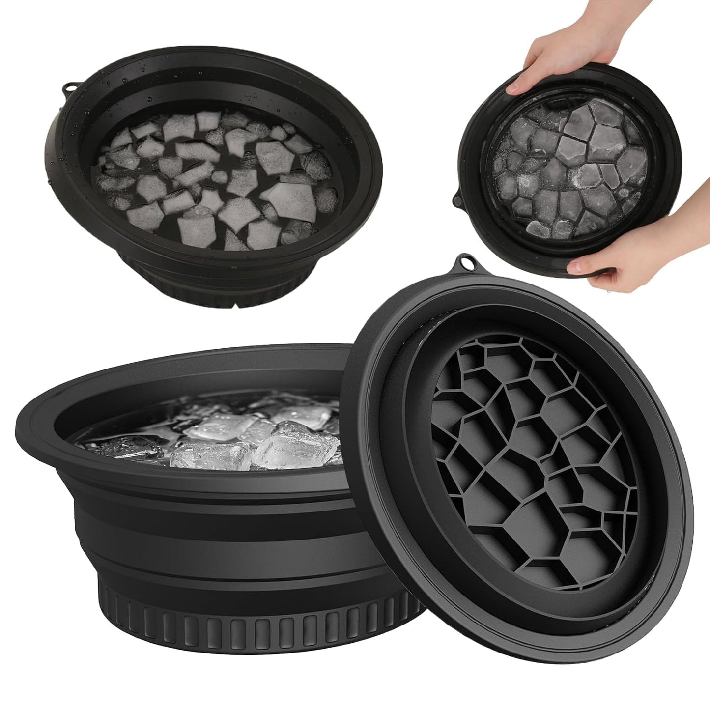 20577 Face Bowl for Ice with Built-in Ice Tray – Collapsible Silicone Facial Ice Bath Bowl for Cold Plunge Therapy